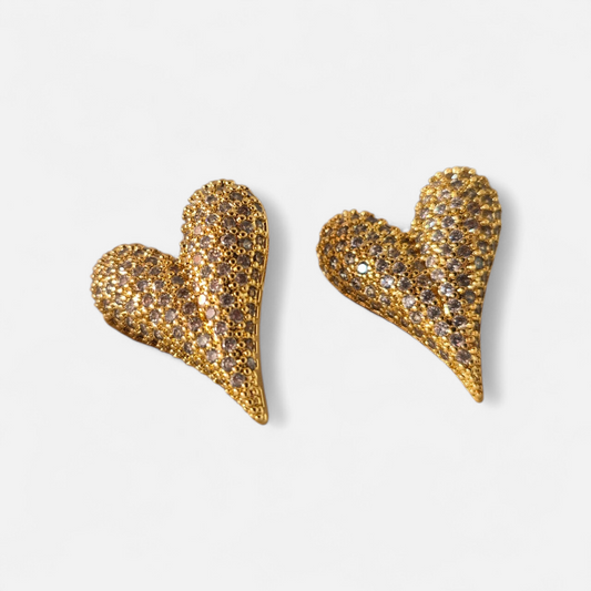Aros corazón destello dorados (ar-20)