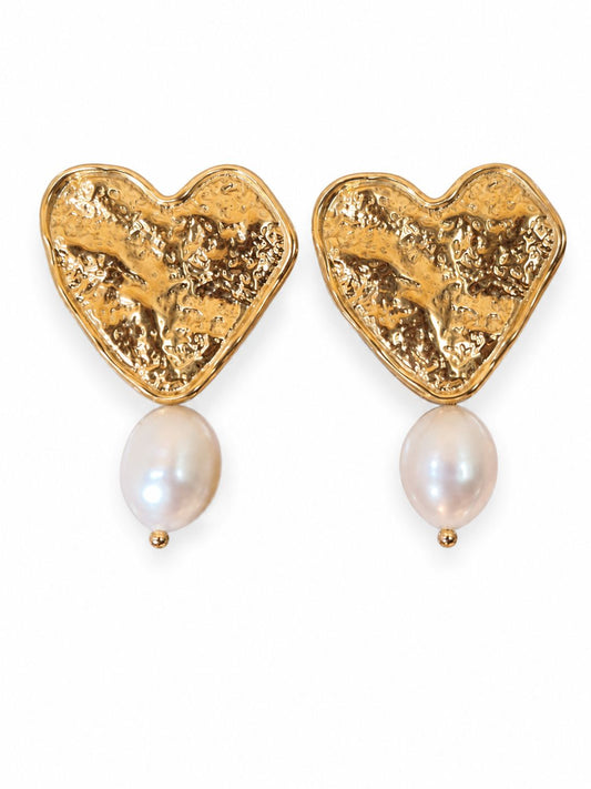 Aros corazón de perla (ar-63)