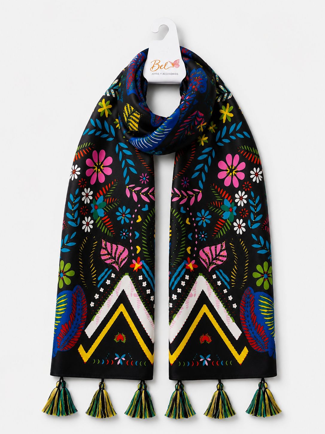 Pañuelo floral tono negro (pa-7)