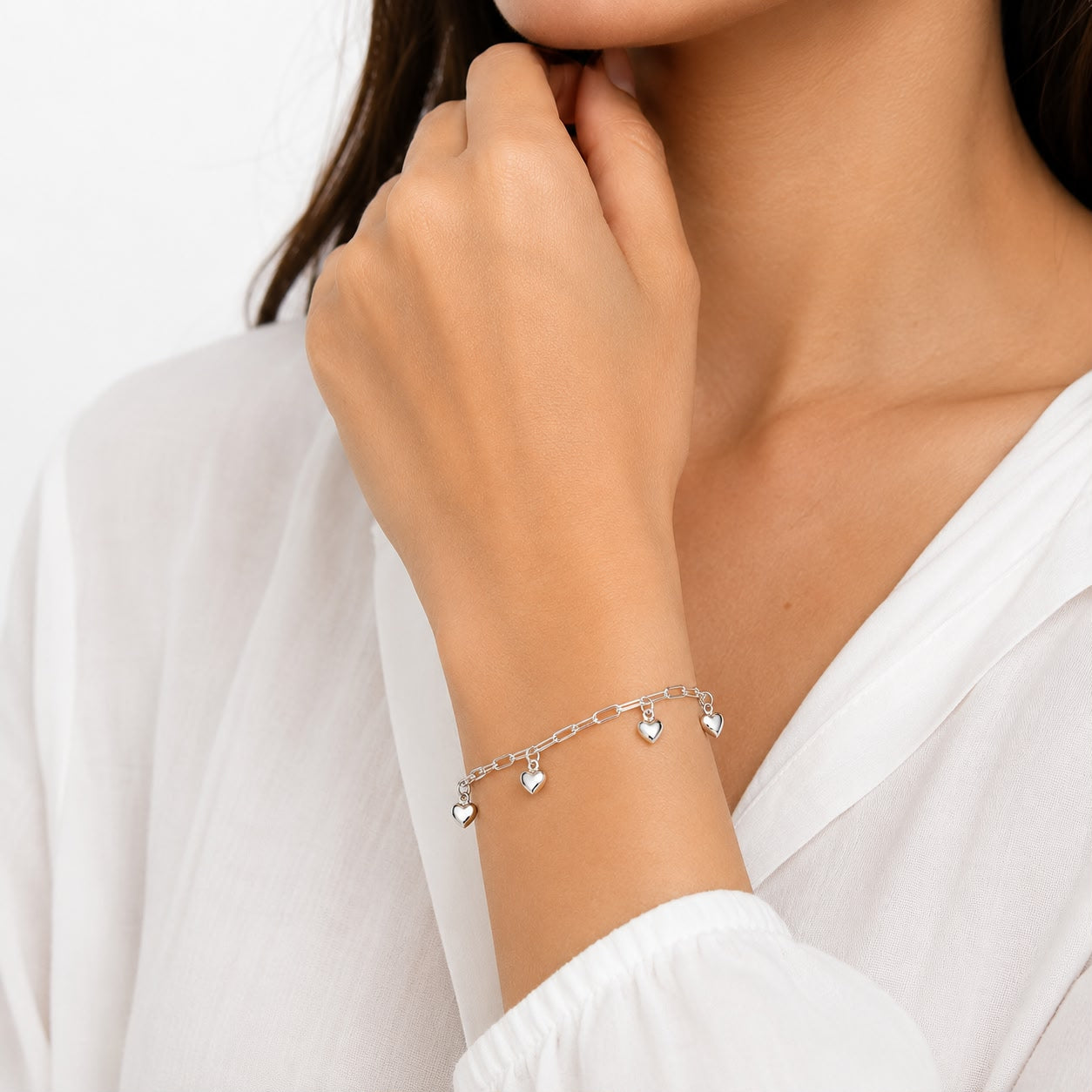 Pulsera corazón pepita plata (pul-7pl)