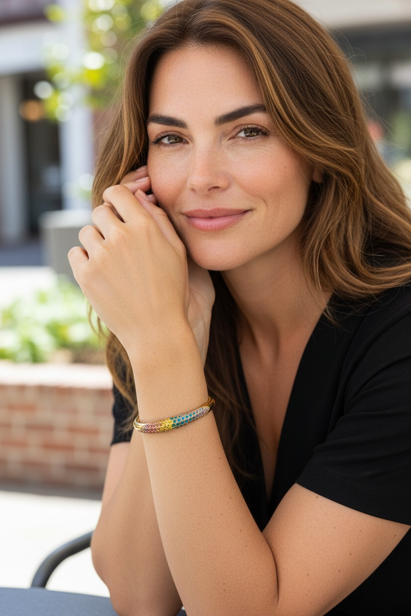 Brazalete arcoíris dorado (pul-23)