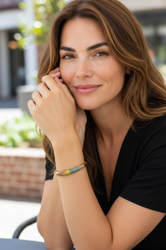 Brazalete arcoíris dorado (pul-23)