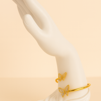 Pulsera rigida mariposas baño oro con cristales(PUL-2)