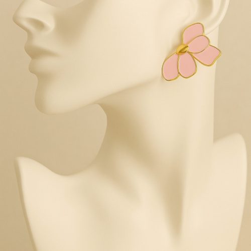 Aros verano grandes, chapados en oro, color rosa (AR-9) $7600